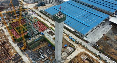 80米高煙囪、提前14天封頂！