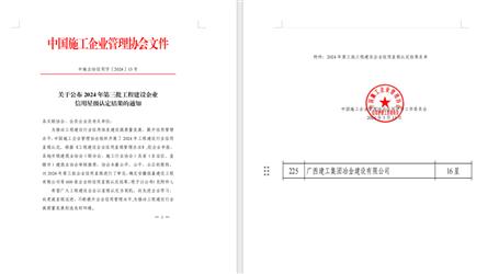 16星！冶建公司履約能力和信用表現(xiàn)良好